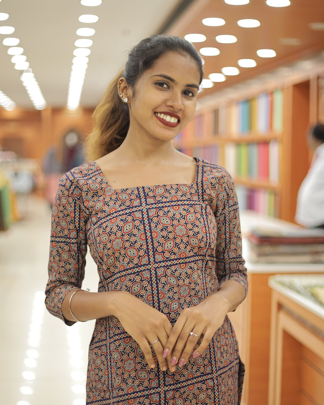 Women's Ajrakh Print Kurti - 1303
