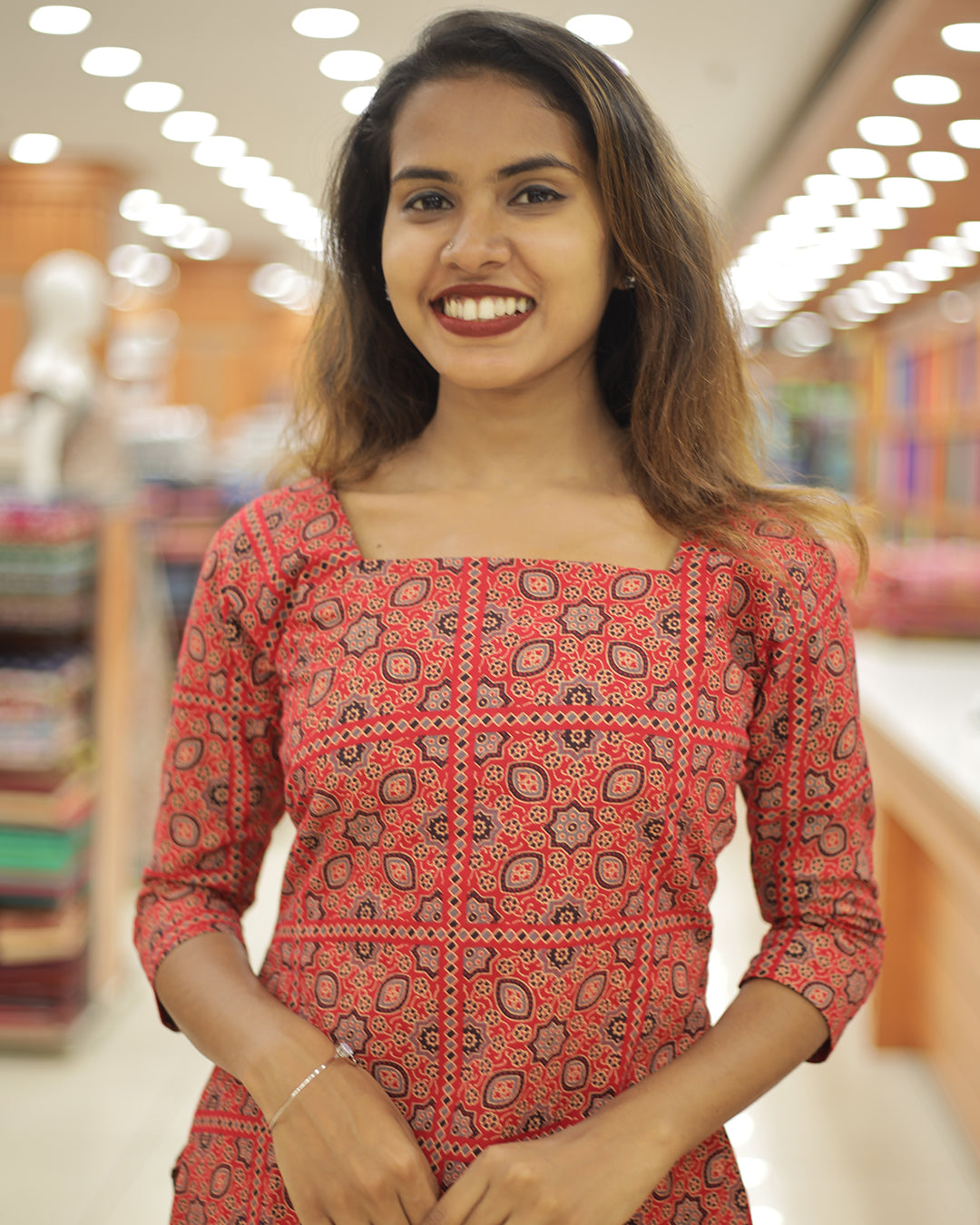 Women's Ajrakh Print Kurti - 1303