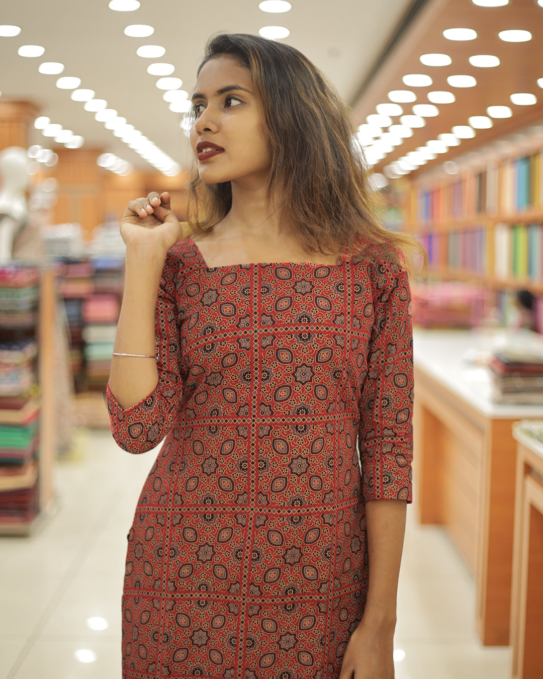 Women's Ajrakh Print Kurti - 1303