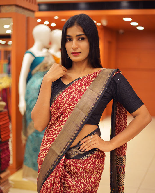 Ajrak Printed Sarees - 1373