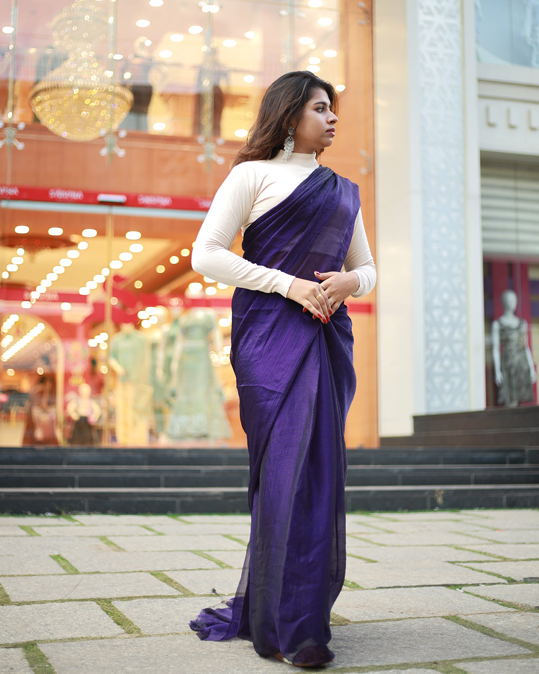 Velvet Organza Saree - 1388