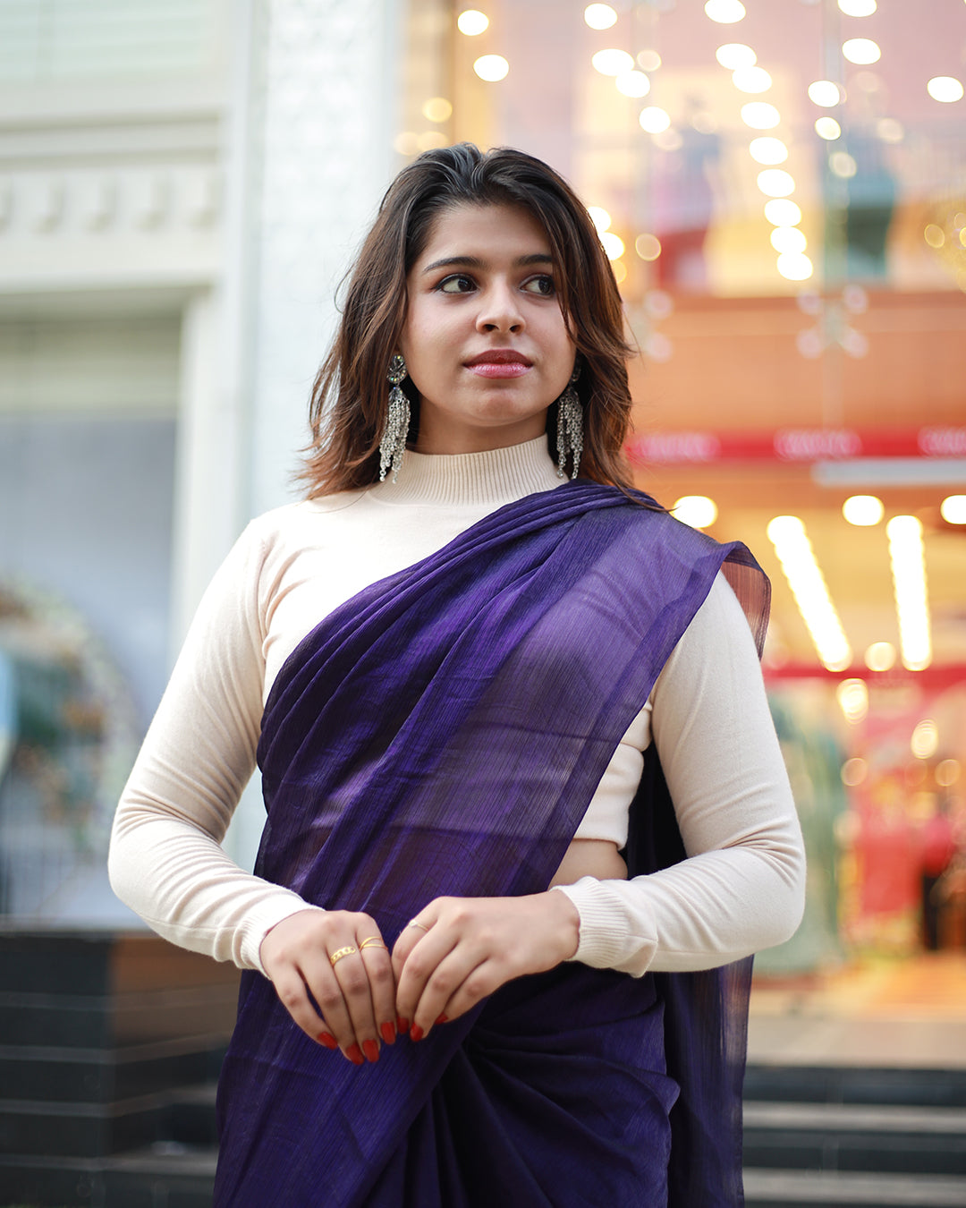 Velvet Organza Saree - 1388