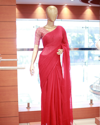 Velvet Organza Saree - 1388