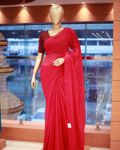 Velvet Organza Saree - 1388