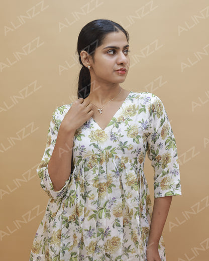 Necotta Fabric Floral Print Aliya Cut Kurti – R601