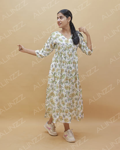 Necotta Fabric Floral Print Aliya Cut Kurti – R601