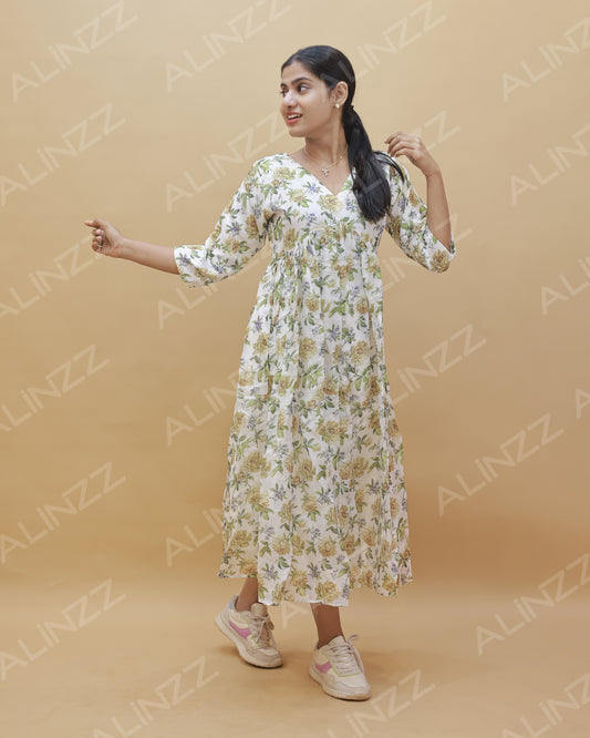 Necotta Fabric Floral Print Aliya Cut Kurti – R601