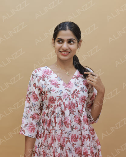 Necotta Fabric Floral Print Aliya Cut Kurti – R601