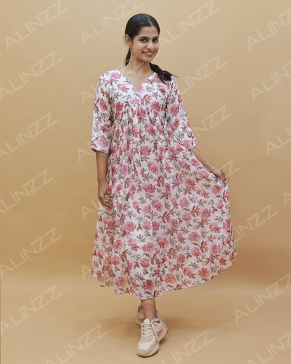 Necotta Fabric Floral Print Aliya Cut Kurti – R601