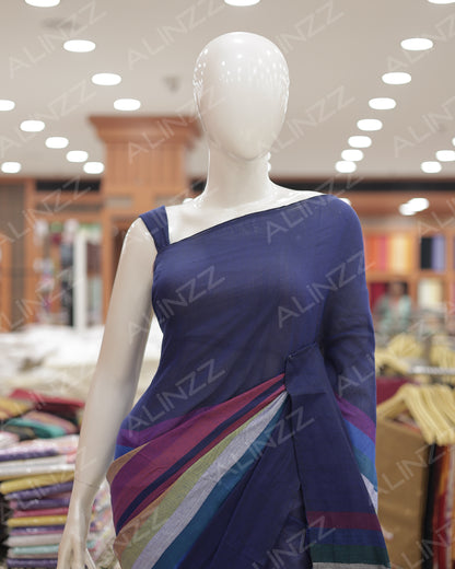 Malmal Cotton Rainbow Design Saree – R559