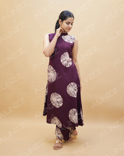 Rayon Fabric Printed Sleeveless Co-ord Set – R591