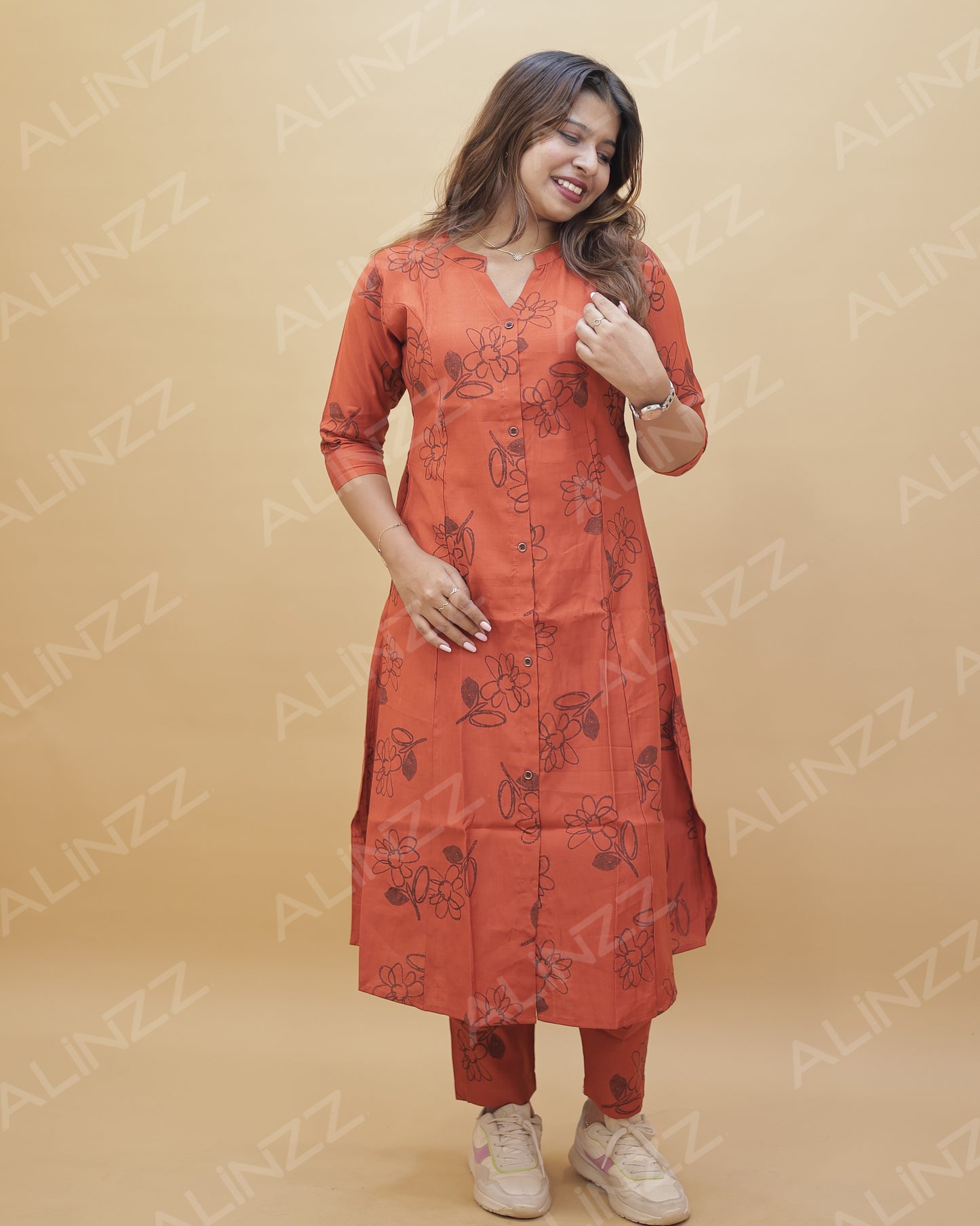 Women's Floral Design A-Line Co-ord Set – R514