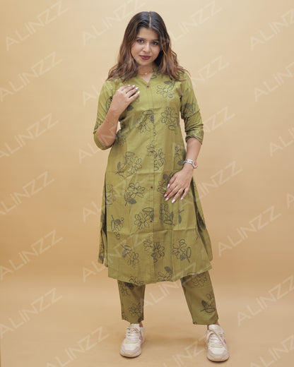 Women's Floral Design A-Line Co-ord Set – R514