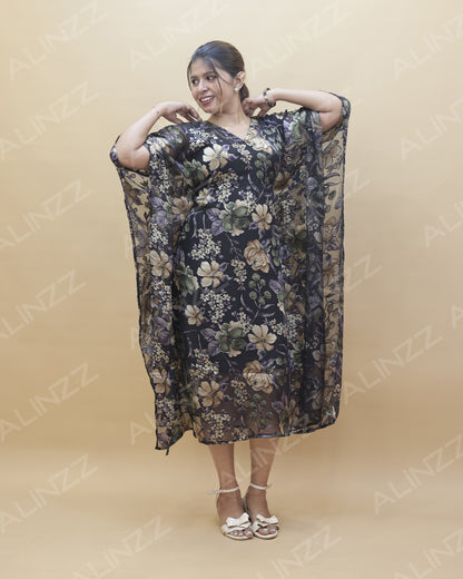 Women's Brasso Fabric Floral Design Kaftan – R554