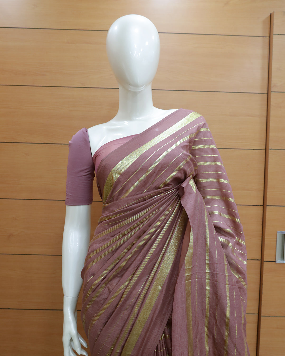 Vichitra Silk Sarees with Golden Stripes - G201
