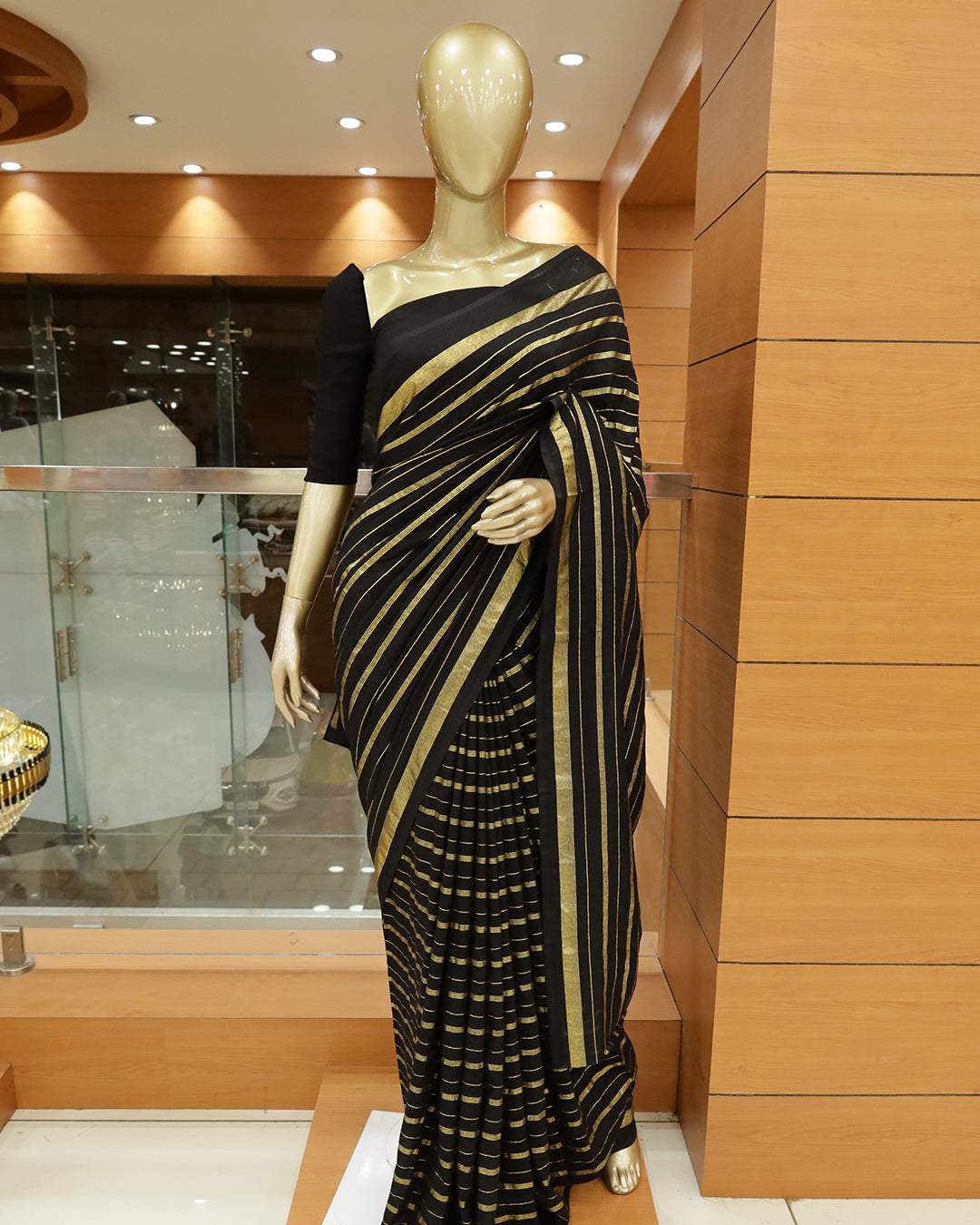 Vichitra Silk Sarees with Golden Stripes - G201