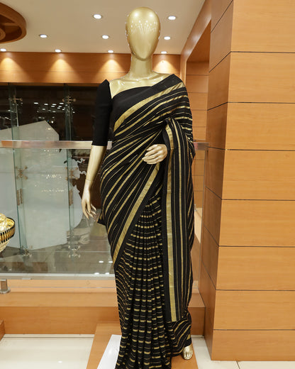 Vichitra Silk Sarees with Golden Stripes - G201