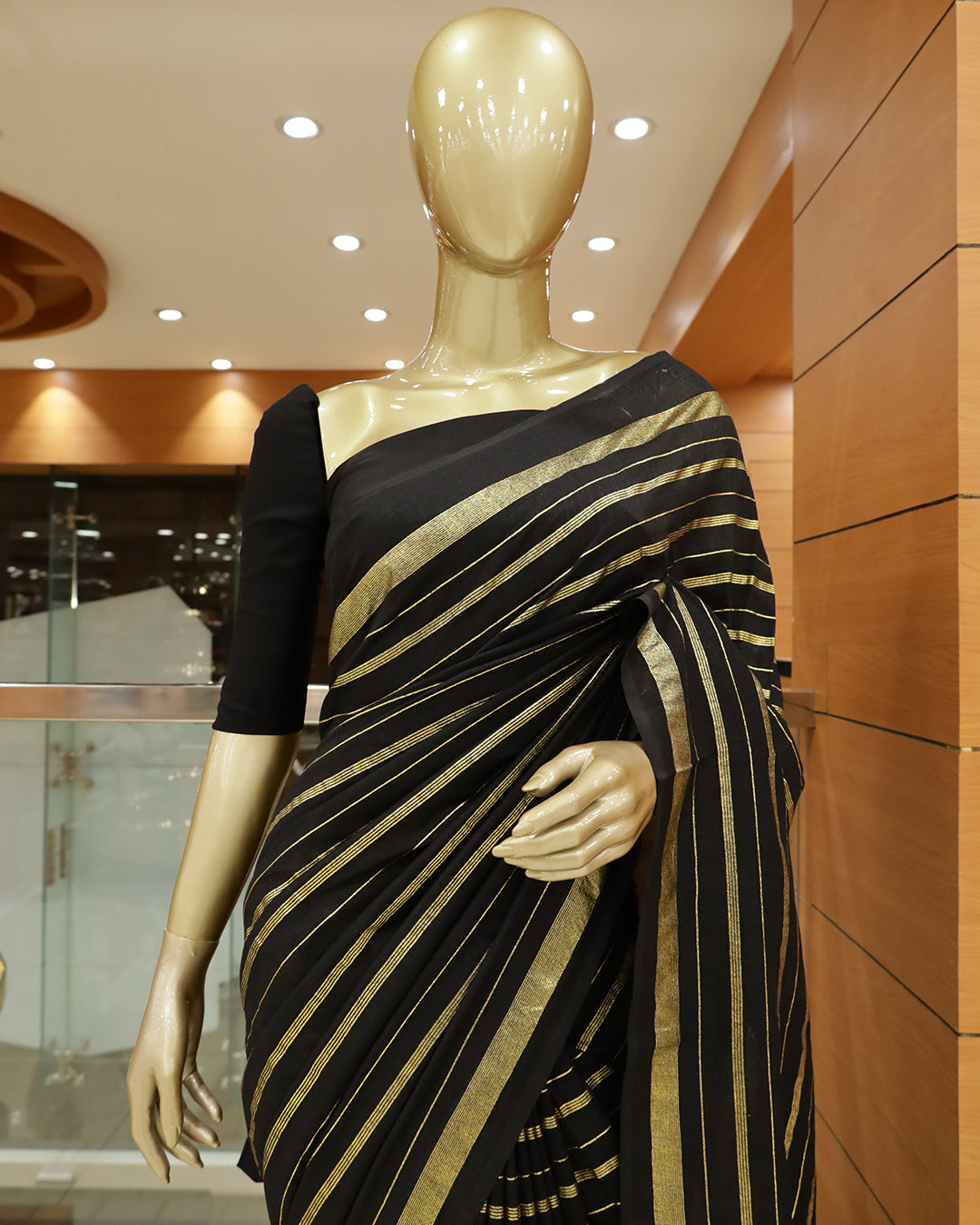 Vichitra Silk Sarees with Golden Stripes - G201