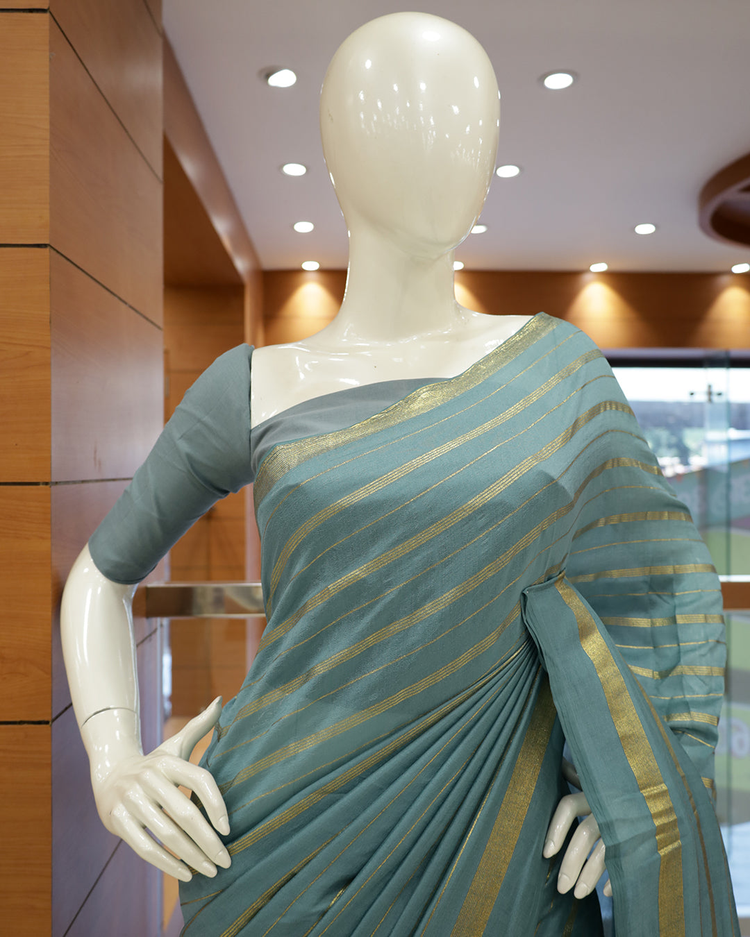 Vichitra Silk Sarees with Golden Stripes - G201