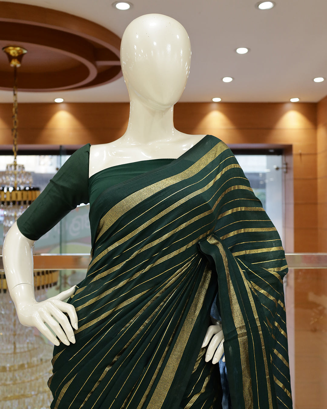 Vichitra Silk Sarees with Golden Stripes - G201