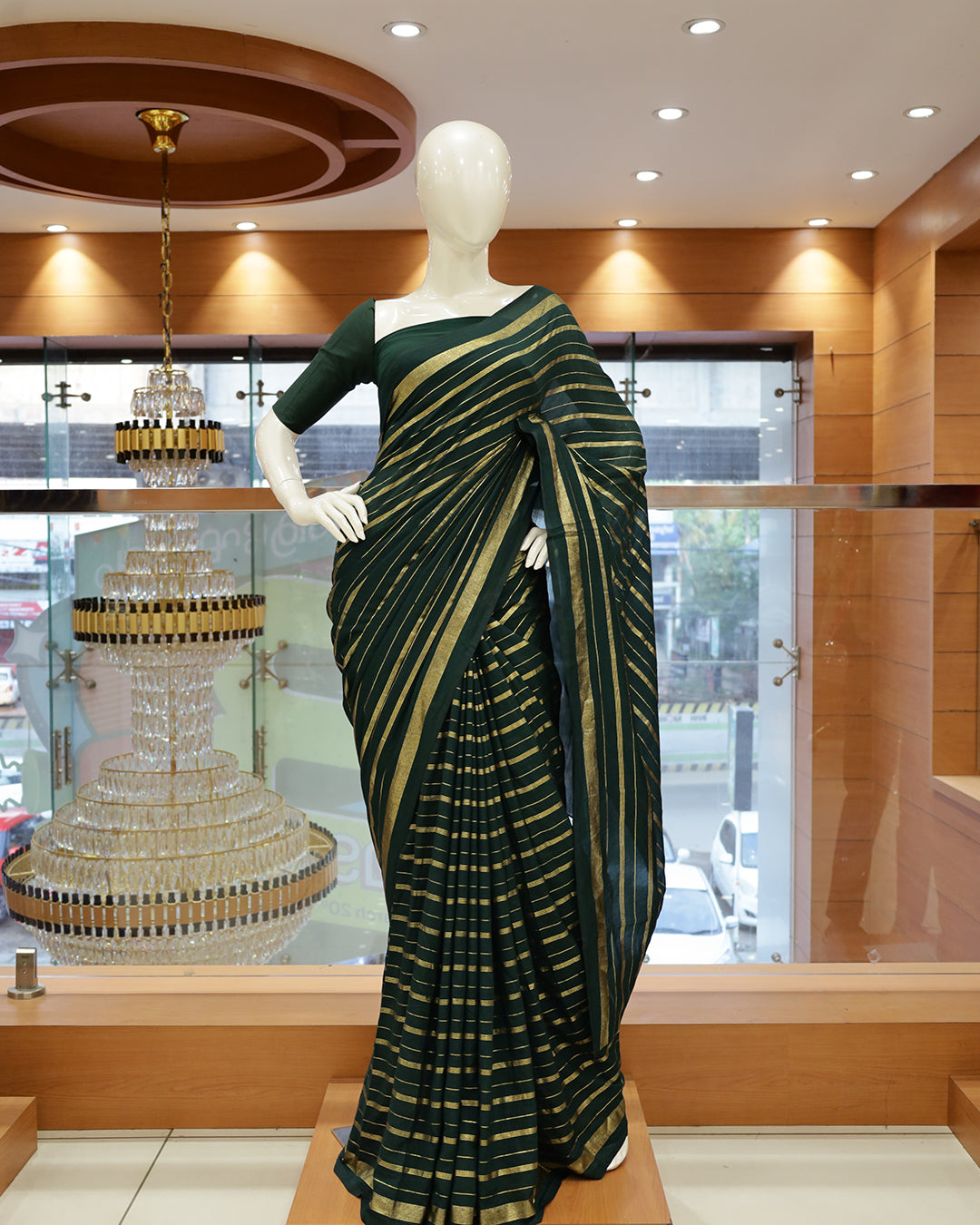 Vichitra Silk Sarees with Golden Stripes - G201