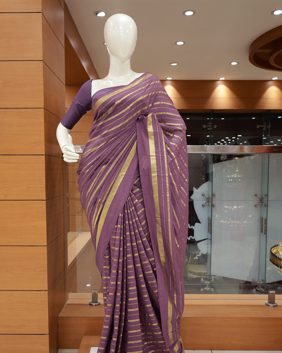 Vichitra Silk Sarees with Golden Stripes - G201