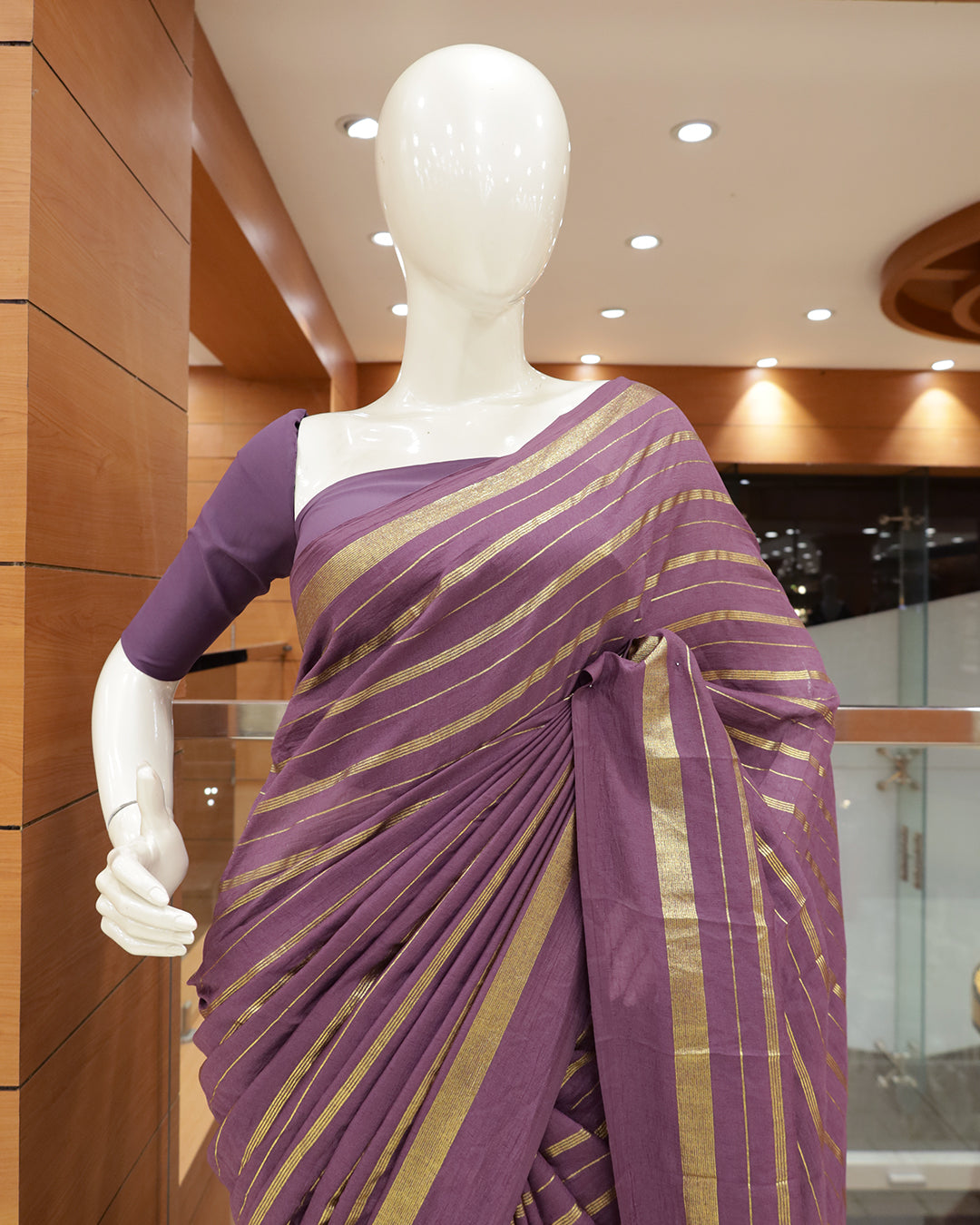 Vichitra Silk Sarees with Golden Stripes - G201