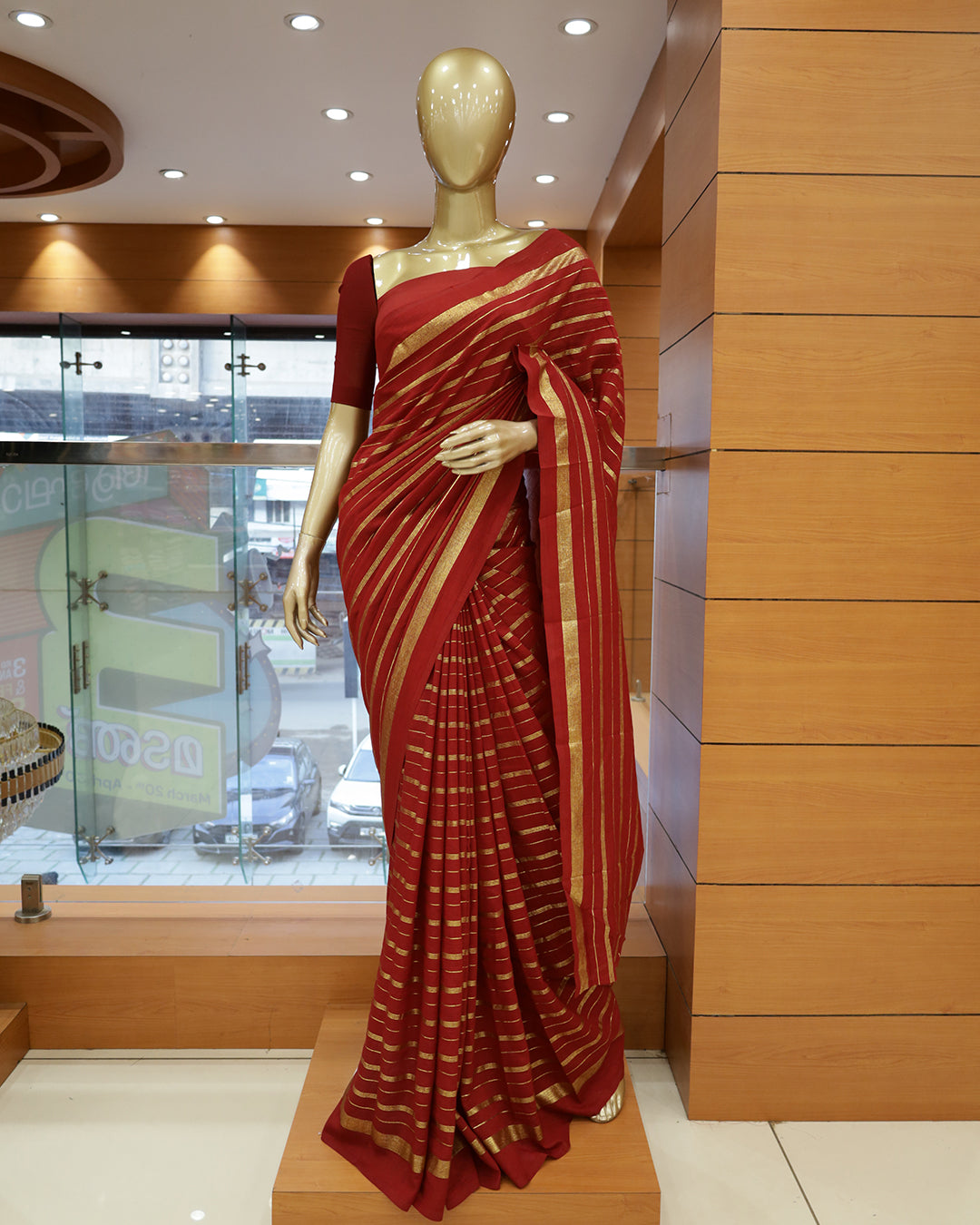 Vichitra Silk Sarees with Golden Stripes - G201