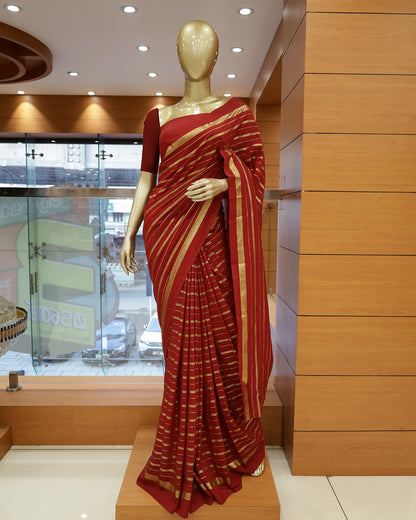 Vichitra Silk Sarees with Golden Stripes - G201