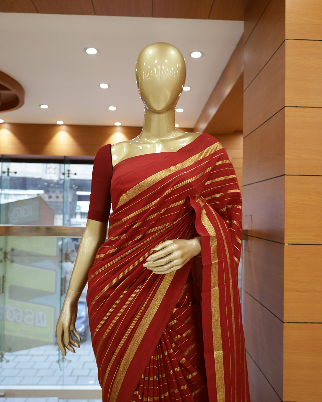 Vichitra Silk Sarees with Golden Stripes - G201