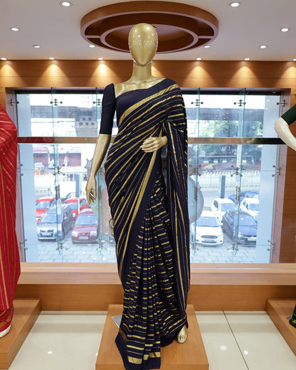 Vichitra Silk Sarees with Golden Stripes - G201