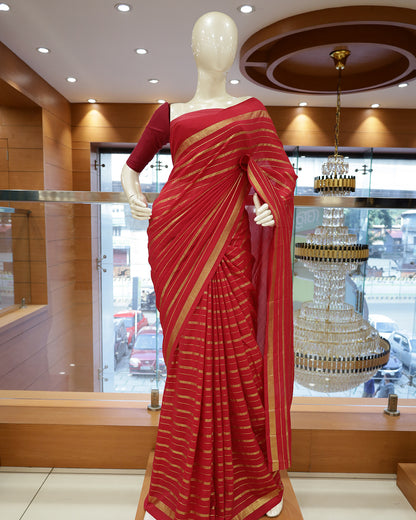 Vichitra Silk Sarees with Golden Stripes - G201