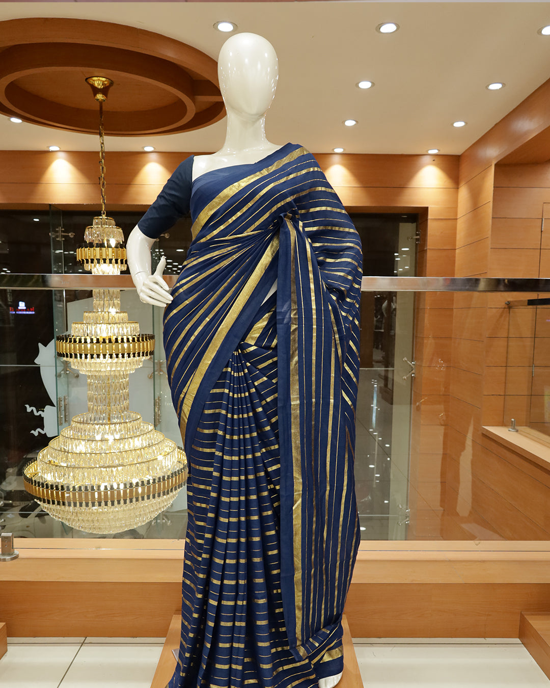 Vichitra Silk Sarees with Golden Stripes - G201