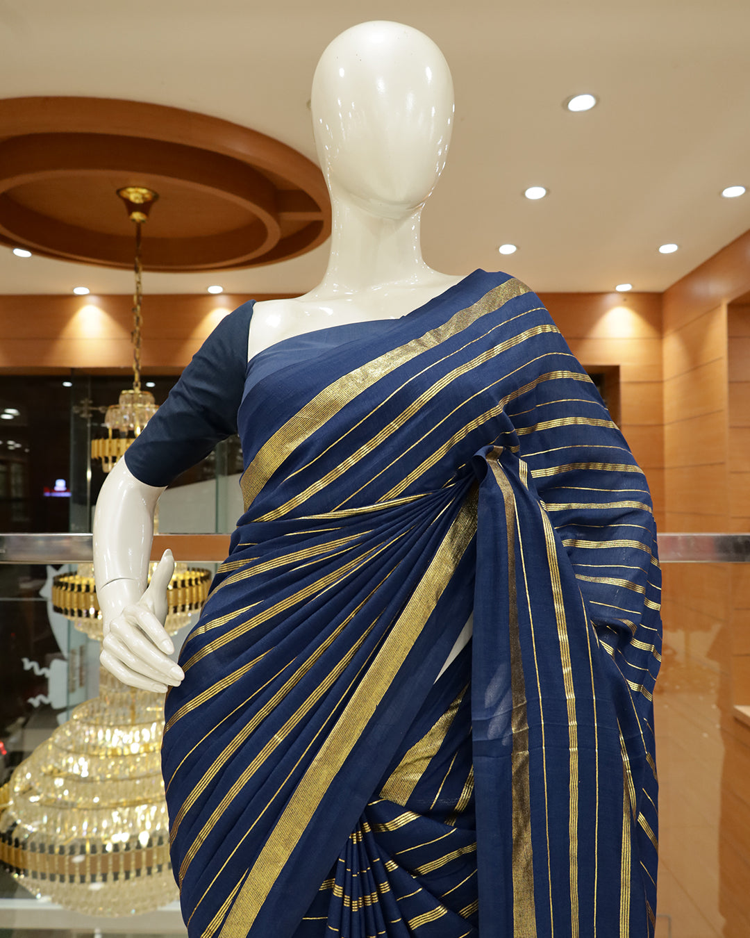 Vichitra Silk Sarees with Golden Stripes - G201