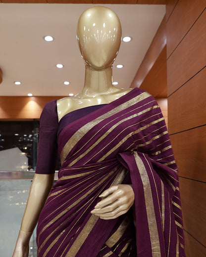 Vichitra Silk Sarees with Golden Stripes - G201