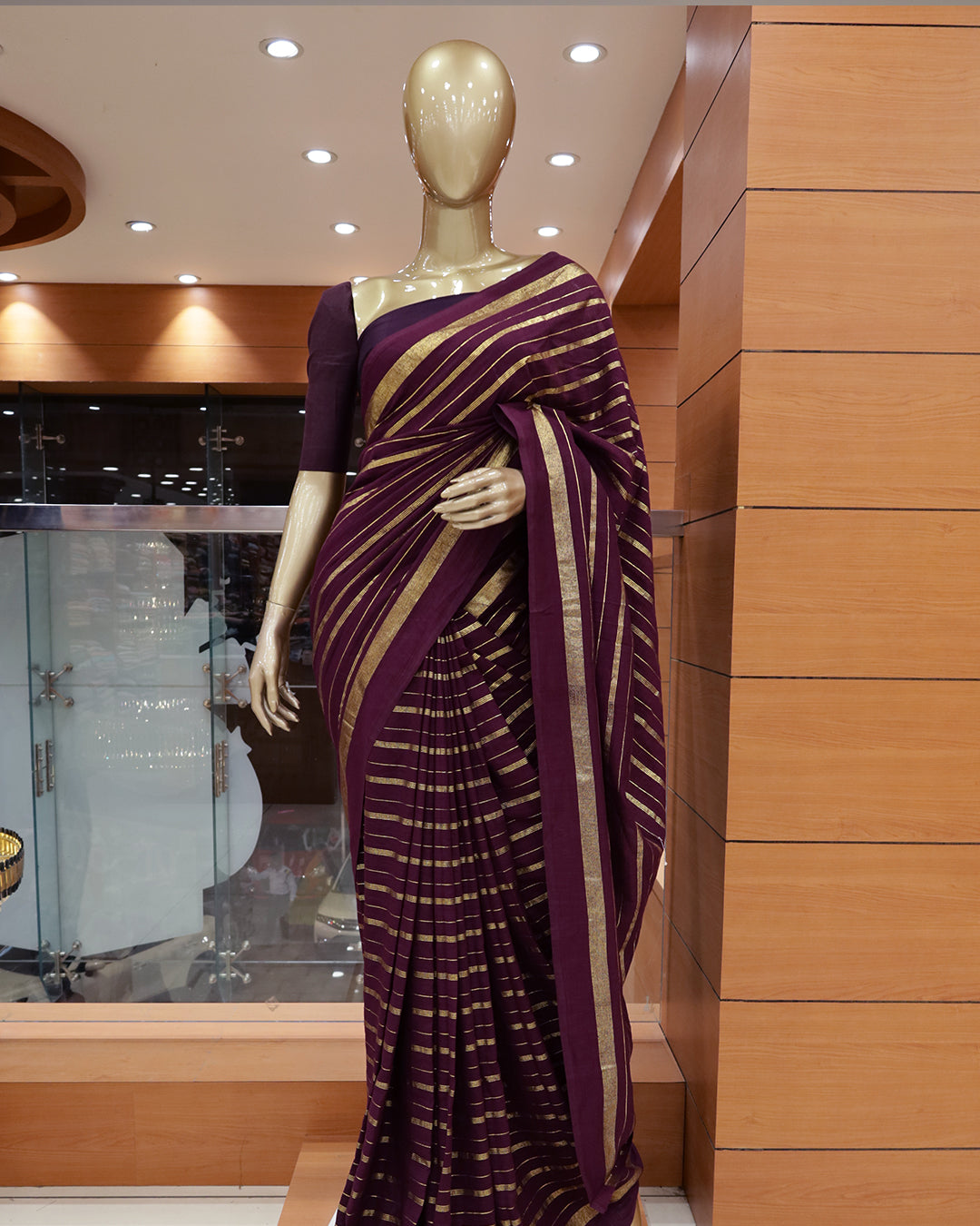 Vichitra Silk Sarees with Golden Stripes - G201