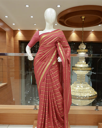 Vichitra Silk Sarees with Golden Stripes - G201