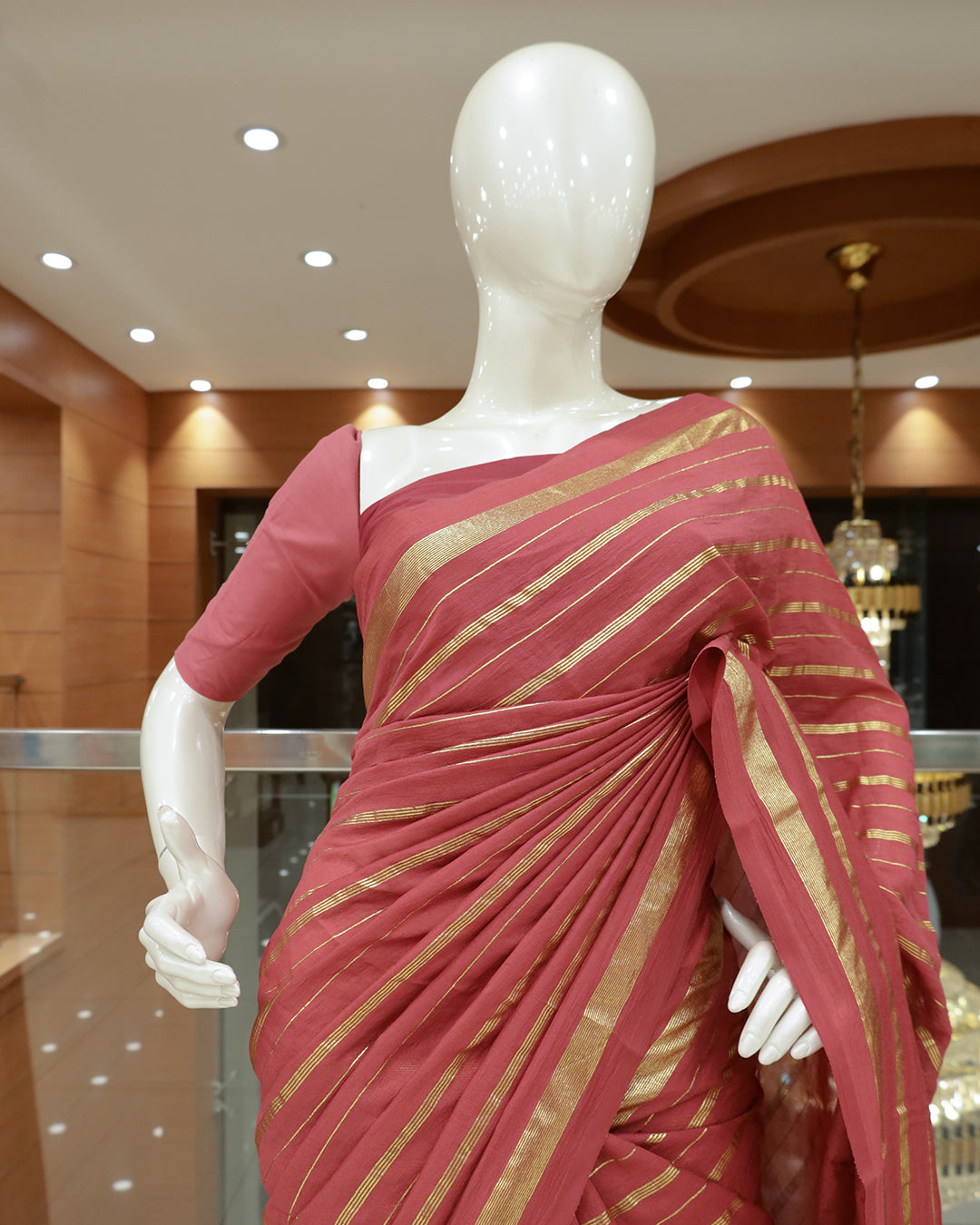 Vichitra Silk Sarees with Golden Stripes - G201