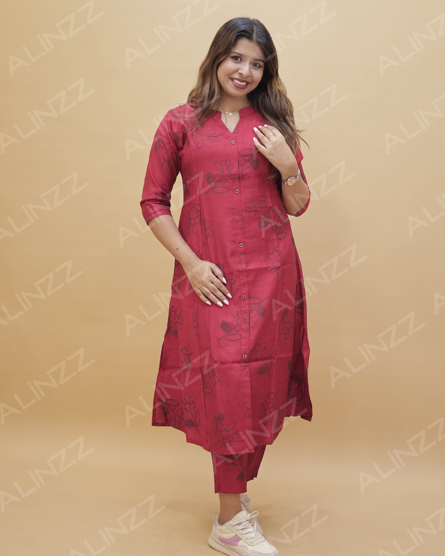 Women's Floral Design A-Line Co-ord Set – R514