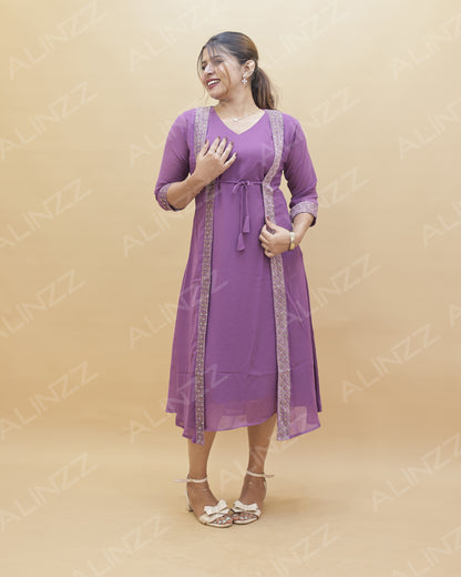 Women's A-line Kurthi with Jacket – R571