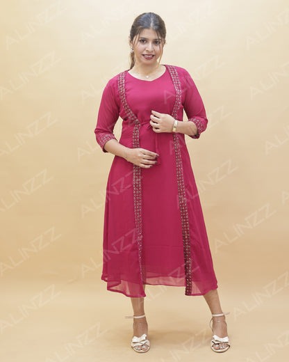 Women's A-line Kurthi with Jacket – R571