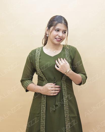 Women's A-line Kurthi with Jacket – R571