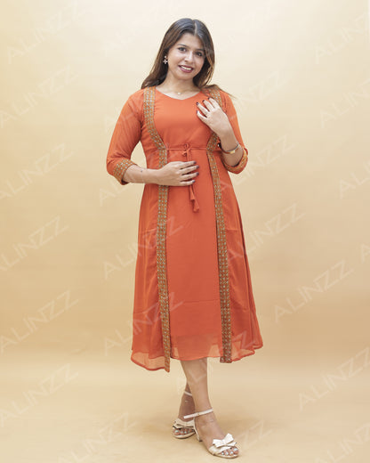 Women's A-line Kurthi with Jacket – R571