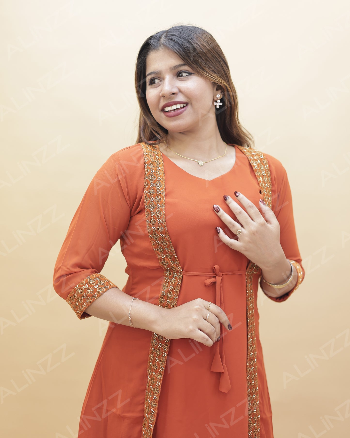 Women's A-line Kurthi with Jacket – R571