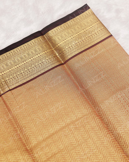 Brick Orange Semi Brocade Saree with Maroon Contrast Border- R576