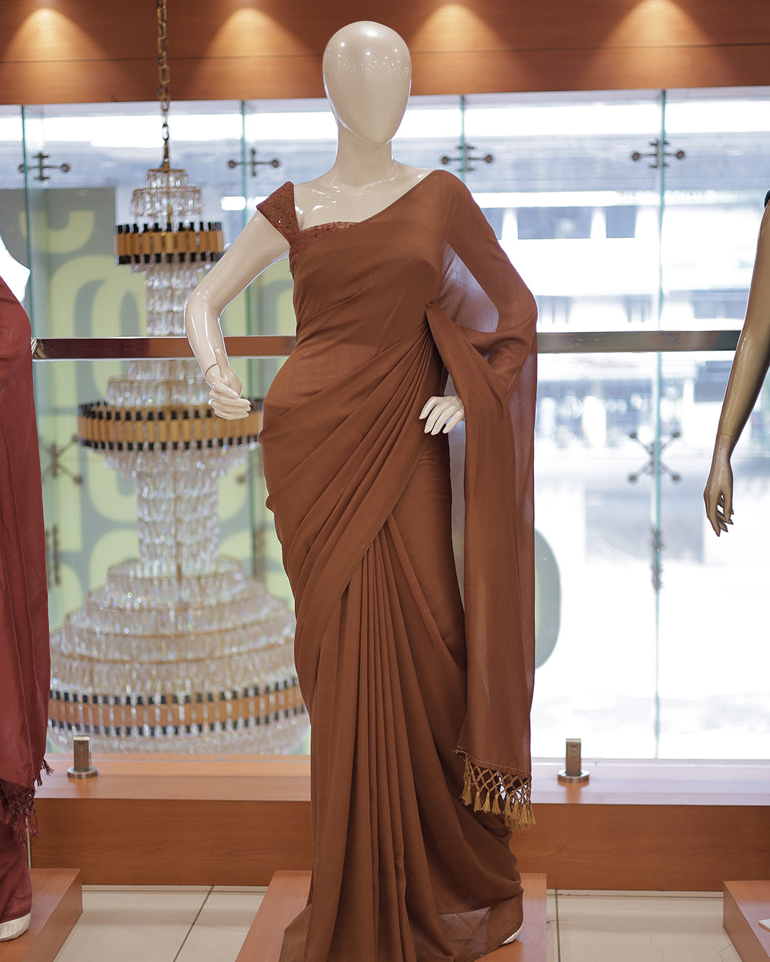 Diwali Special Vichitra Plain Saree with Embroidery Blouse -D17