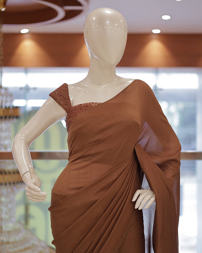 Diwali Special Vichitra Plain Saree with Embroidery Blouse -D17