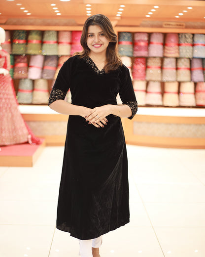 Women's Velvet Kurthi -1270