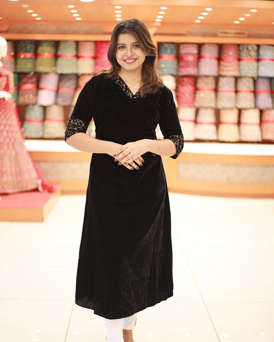Women's Velvet Kurthi -1270