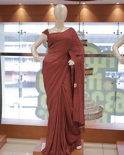 Diwali Special Vichitra Plain Saree with Embroidery Blouse -D17
